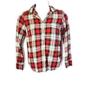 J.Crew flannel print partial button up